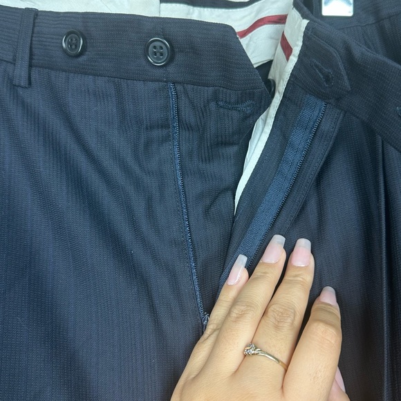 Navy Blue double pleated pants pure wool made in italy size 40 - Picture 3 of 4